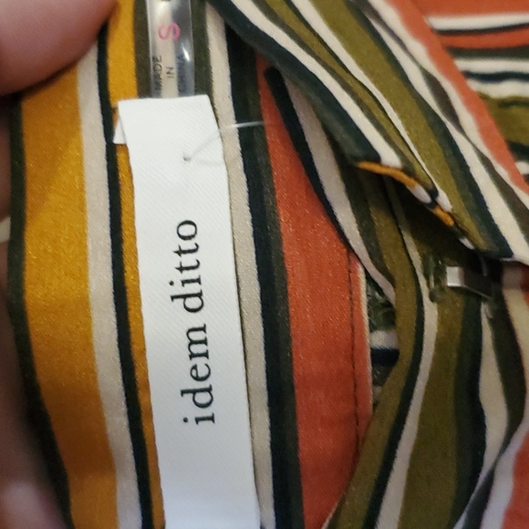 Idem Ditto Striped High Waisted Wide Leg Pants In Olive Multi Size S NWT'S - Picture 5 of 8